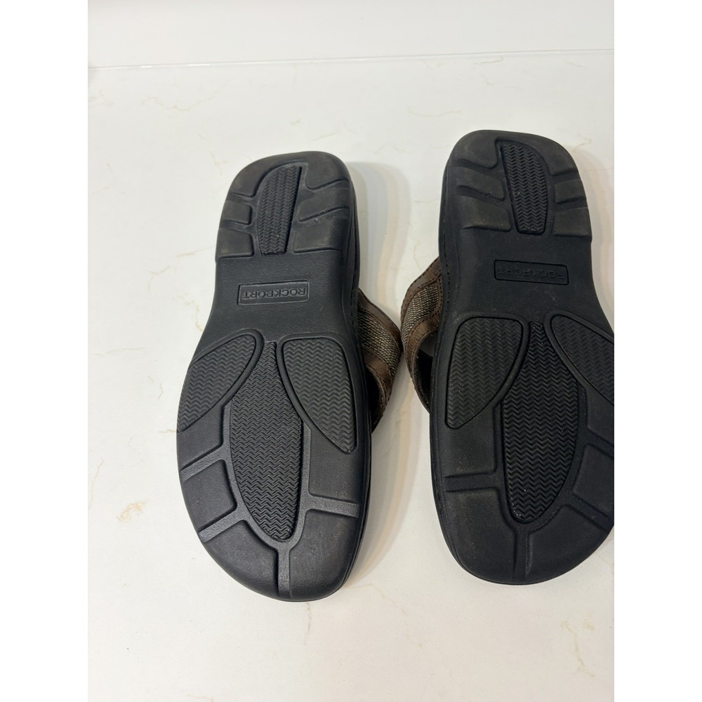 Rockport Hayes Mens Size 11 Brown Leather Thong Flip Flop Sandals - Picture 4 of 4